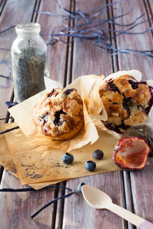 muffins myrtilles, pavot et fruits de la passion6